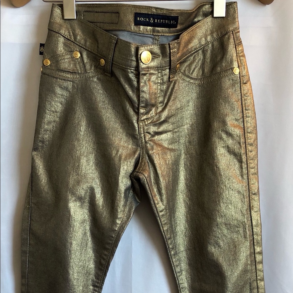 Rock & Republic Kashmere Women Gold Stretch Jeans